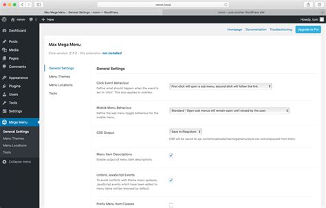 max mega menu documentation|General Settings .